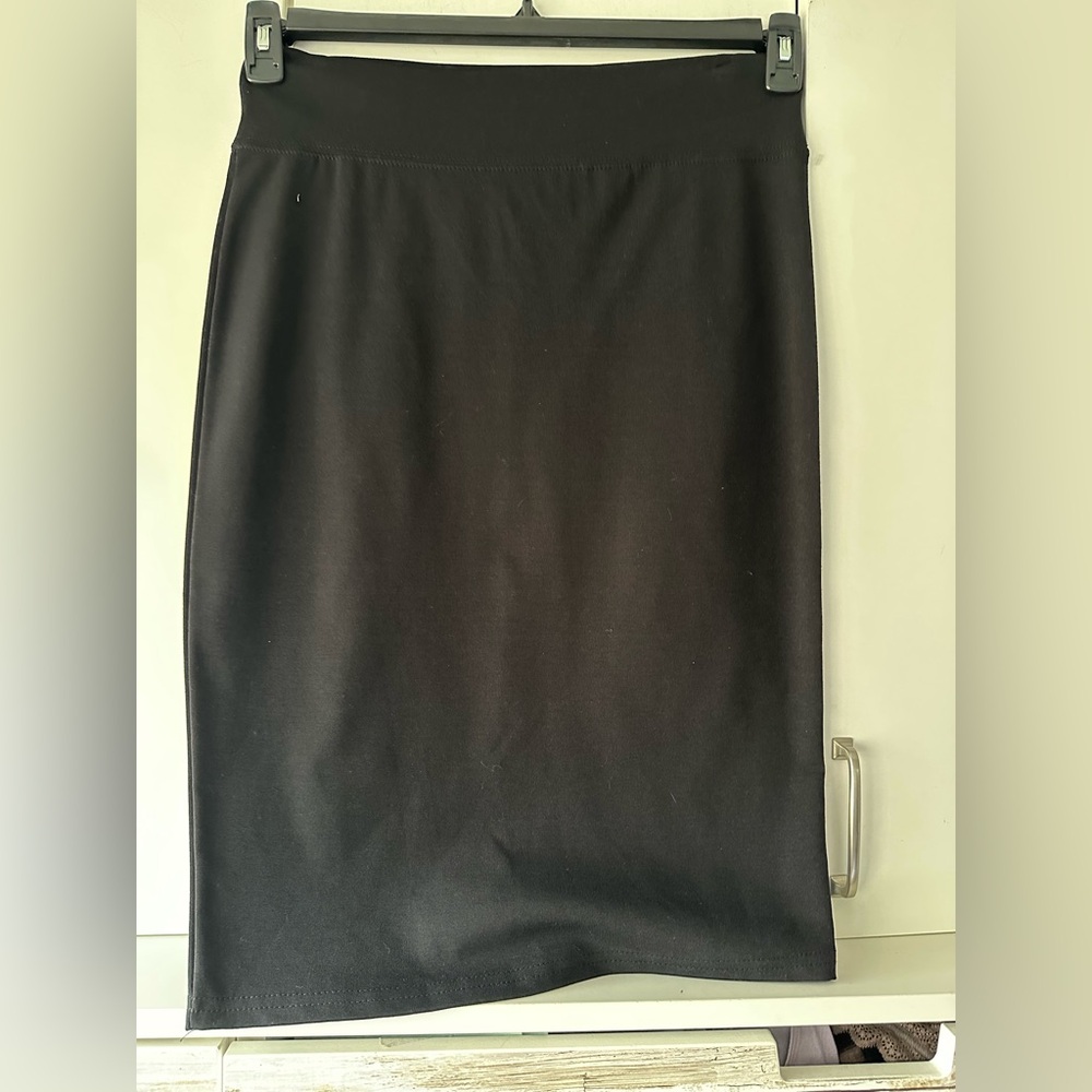 🖤 Sweet Hearts Black Pencil Skirt Stretch Pull-On Size XL Made in USA
